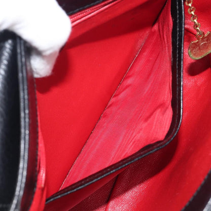 Celine Vintage Circle Logo Leather, Black, Leather, Crossbody Bag