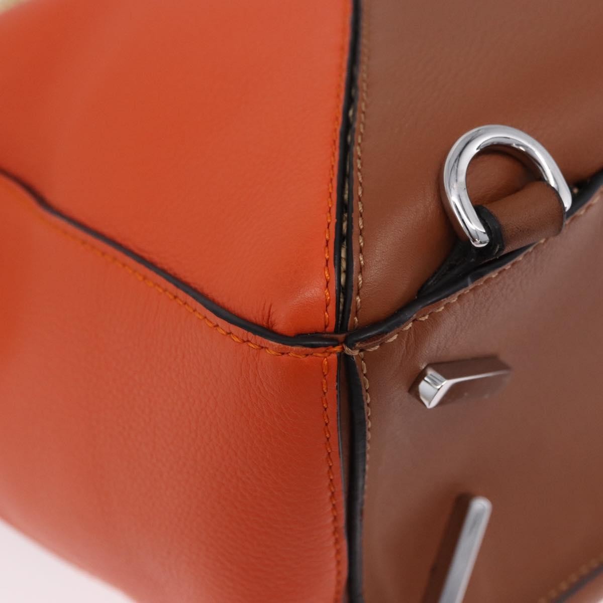 Loewe Puzzle Leather and Raffia, Beige, Leather, Handbag
