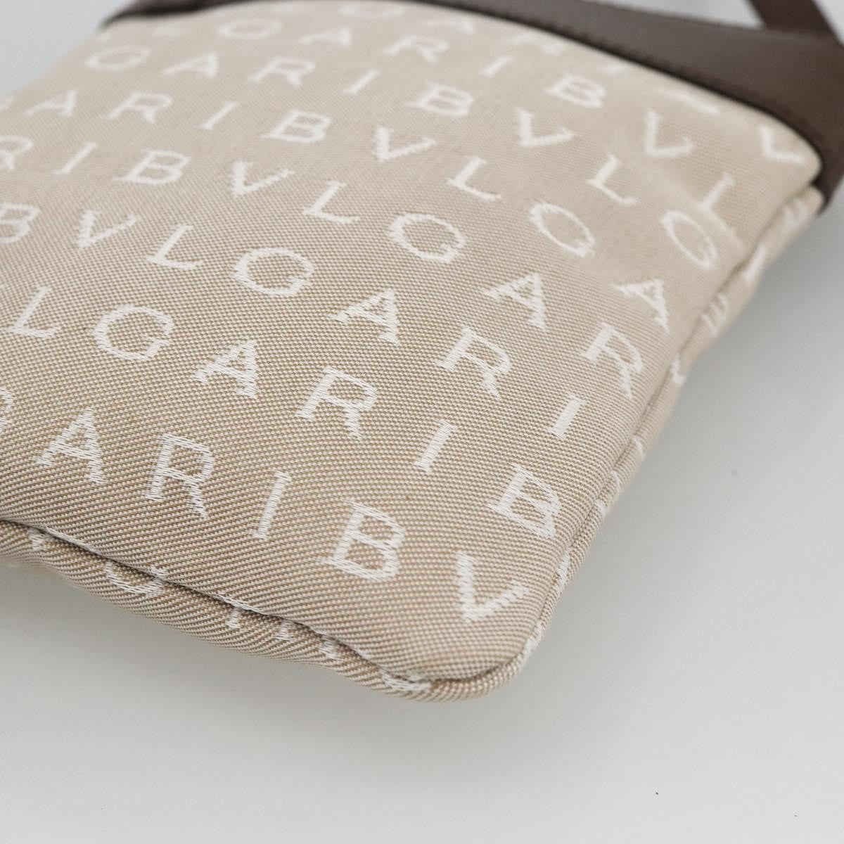 Bvlgari Logomania Canvas with Leather, Beige, Canvas, Shoulder Bag
