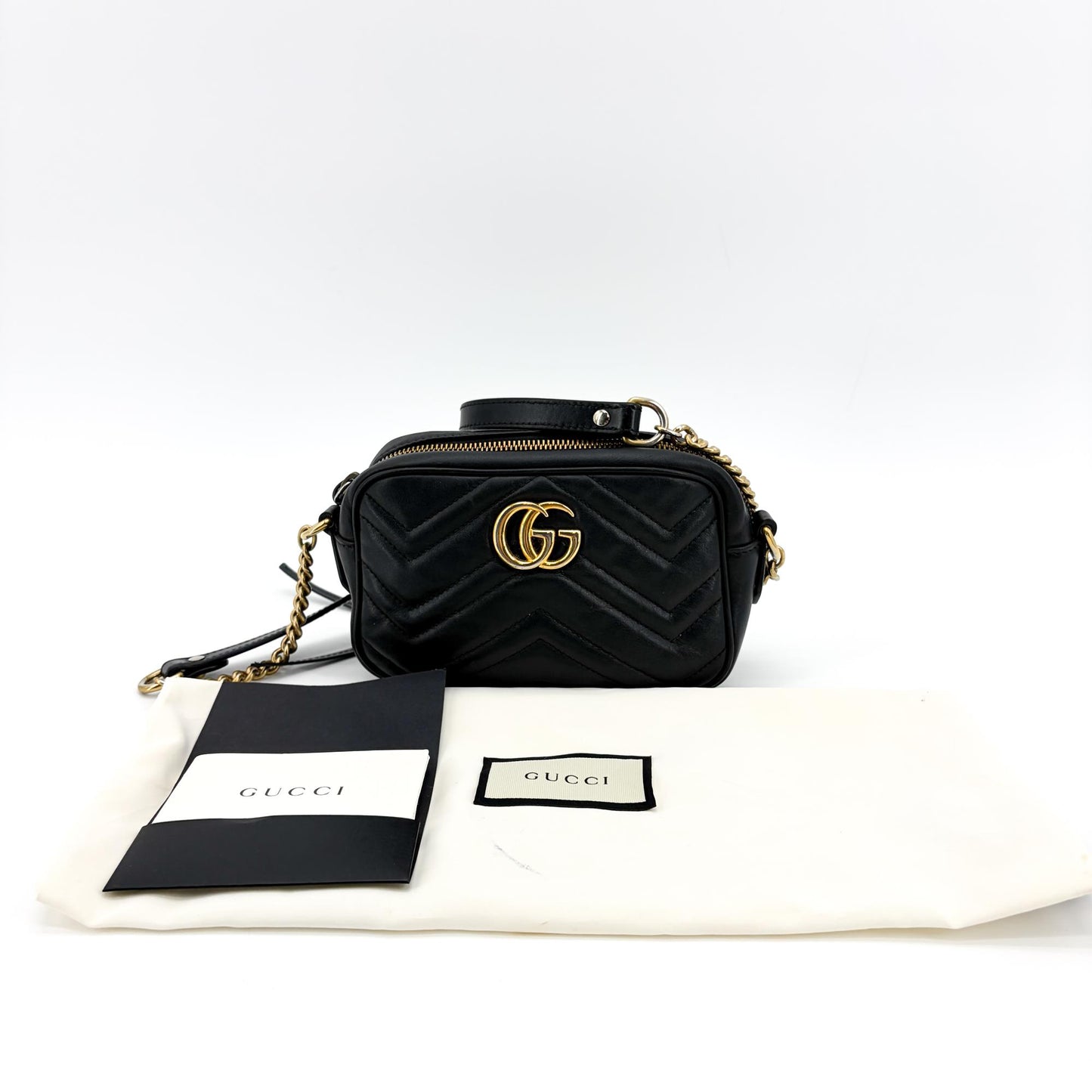 Gucci GG Marmont Matelasse Leather, Black, Leather, Shoulder Bag