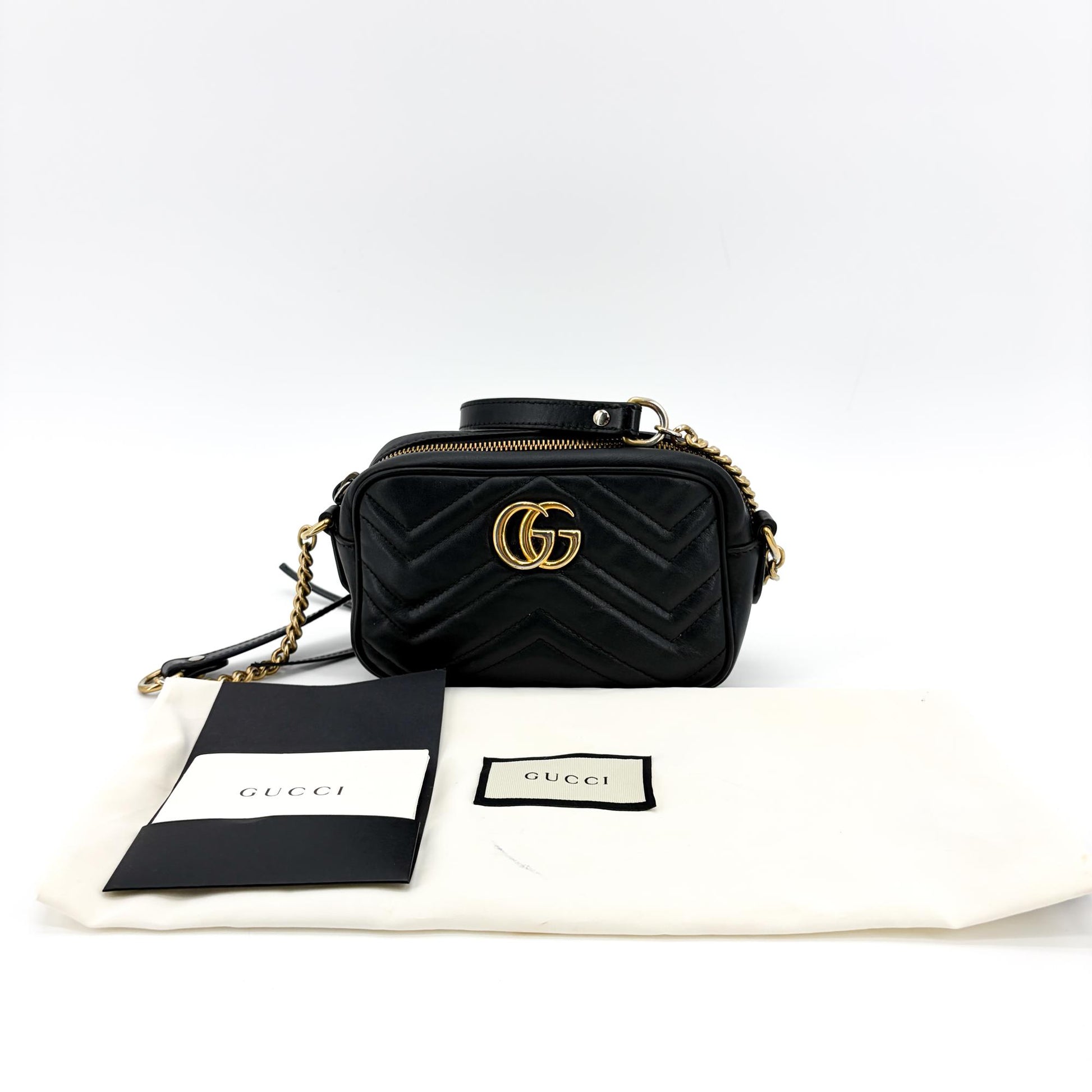 Gucci GG Marmont Matelasse Leather, Black, Leather, Shoulder Bag
