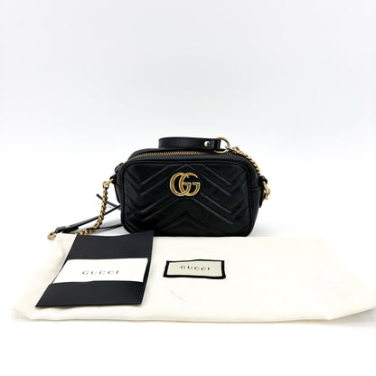 Gucci GG Marmont Matelasse Leather, Black, Leather, Shoulder Bag