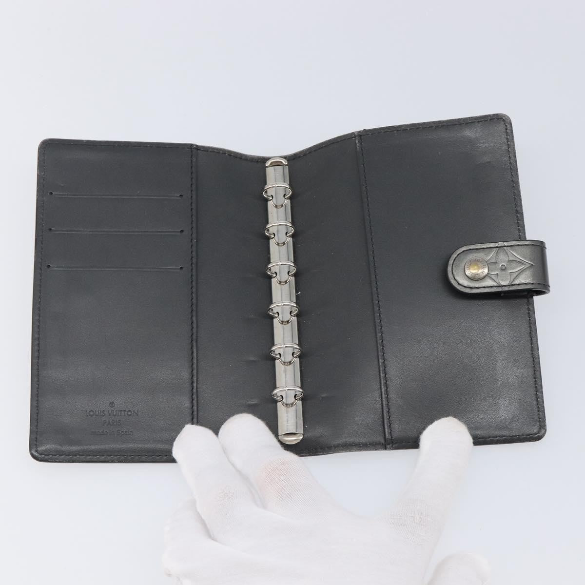 Louis Vuitton Agenda Cover Patent Leather, Black, Canvas, Wallet