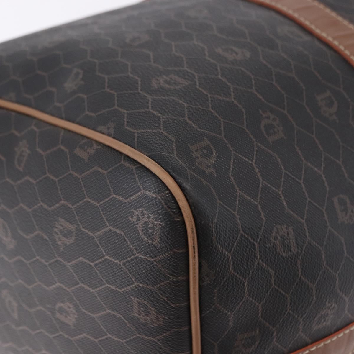 Christian Dior Vintage Honeycomb Boston Canvas and Leather, Black, Canvas, Travel Bag