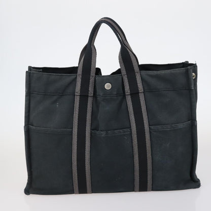 Hermes Fourre Tout Tote Canvas, BLACK, CANVAS, Handbag