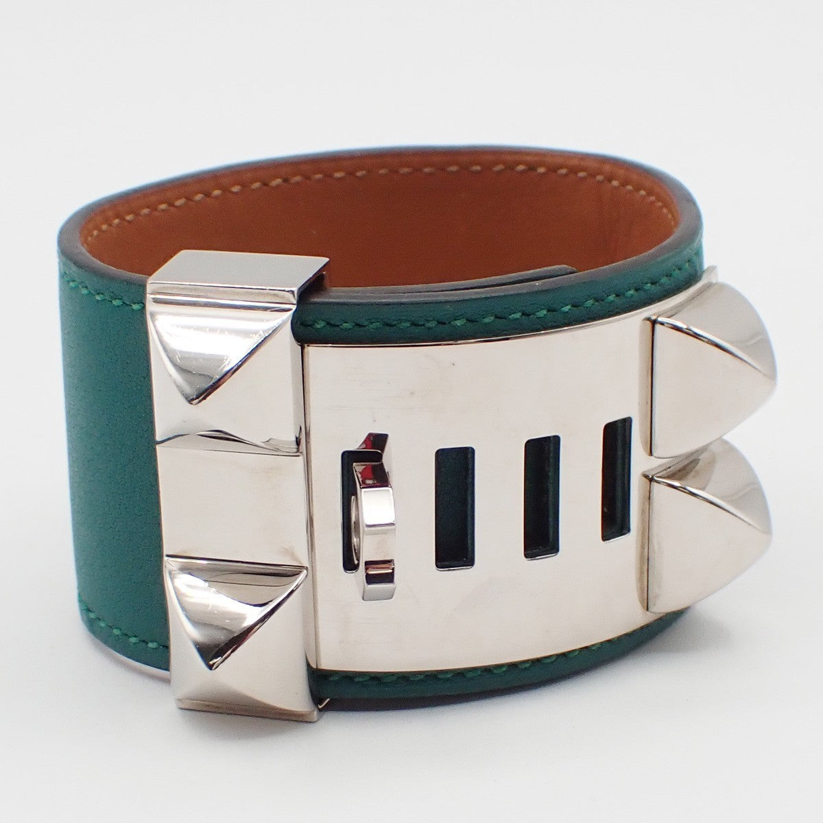 Hermes Collier de Chien Leather, Green, Leather, Bracelet