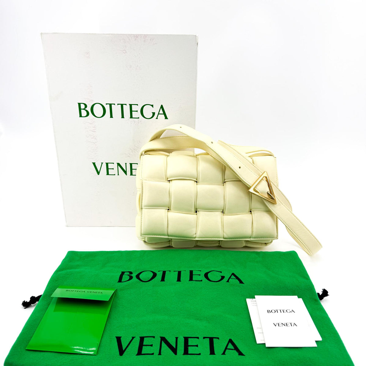 Bottega Veneta Cassette Padded Maxi Intrecciato Leather, Yellow, Leather, Crossbody Bag