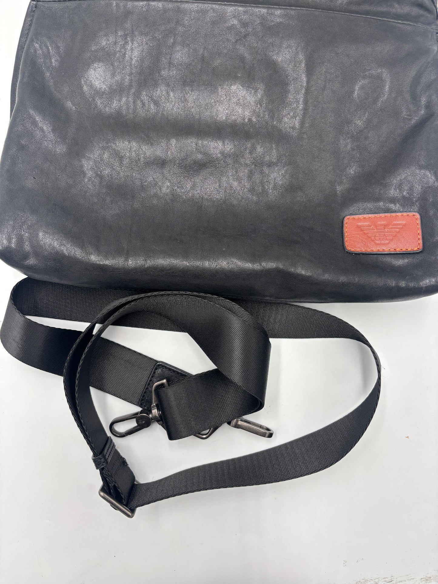 Giorgio Armani Sac bandoulière en cuir leather, BLACK, LEATHER, Shoulder bag