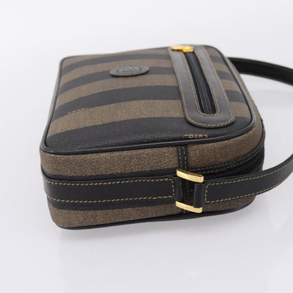 Fendi Vintage Pequin Front Pocket Coated Canvas, Brown, Canvas, Crossbody Bag