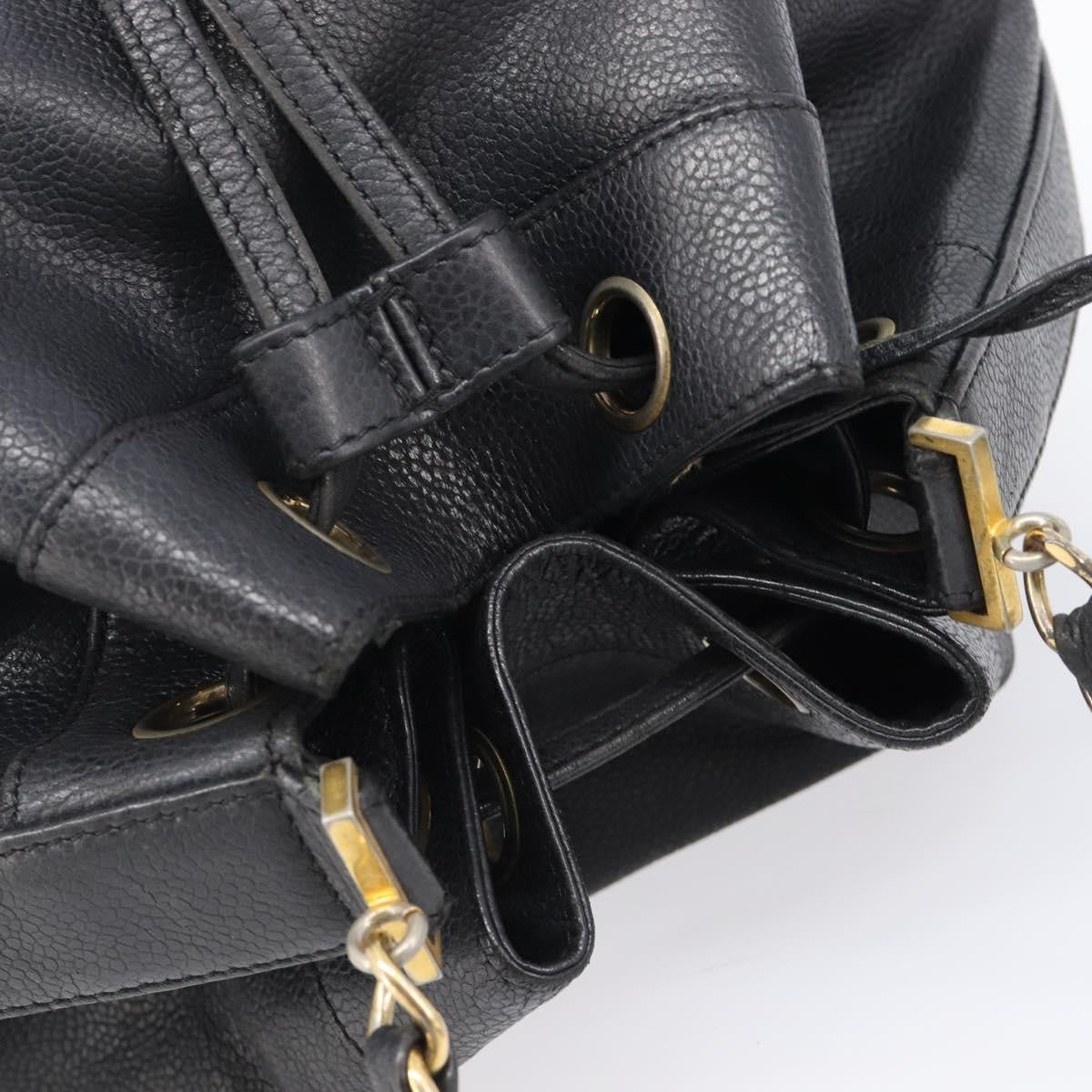 Chanel Vintage CC Drawstring Bucket Caviar, Black, Leather, Handbag