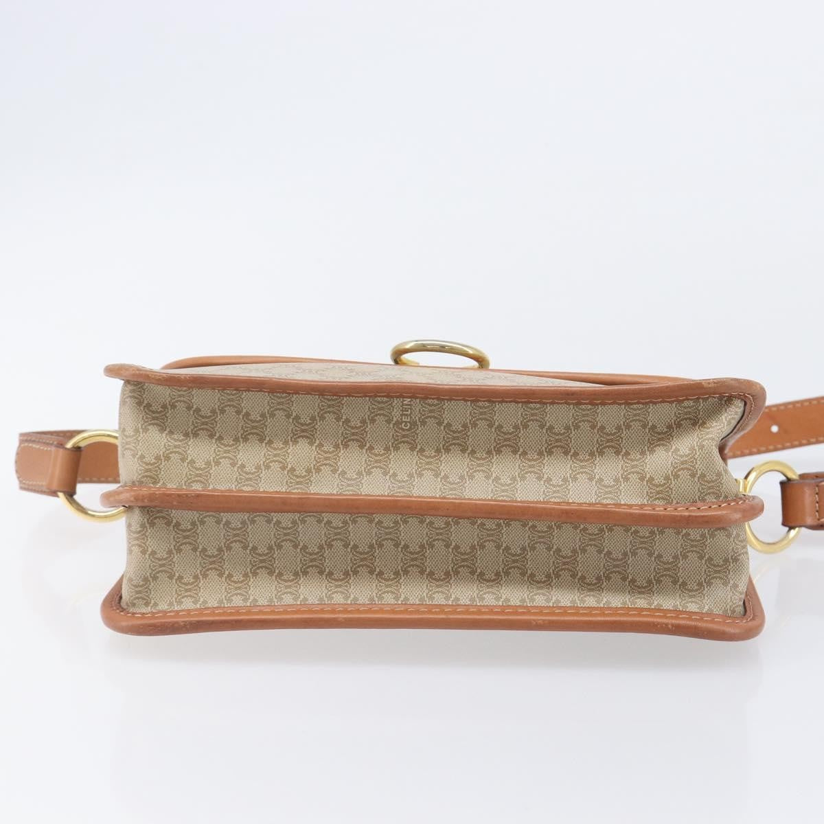 Celine Macadam Shoulder Canvas, Beige, Canvas, Crossbody Bag