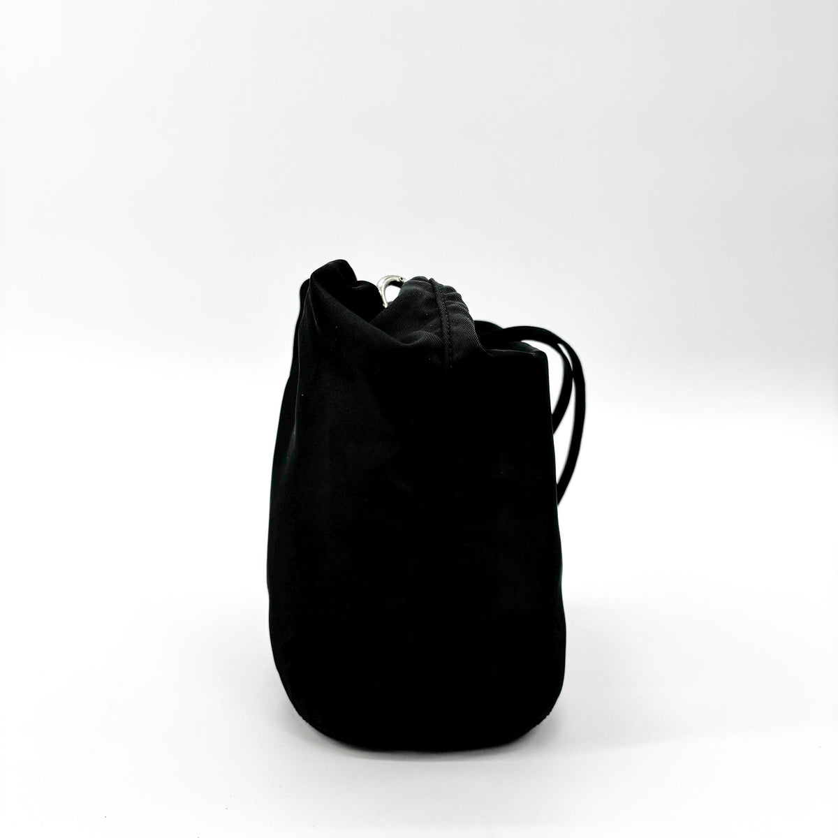 Prada Vela Drawstring Bucket Tessuto, Black, Nylon, Clutch