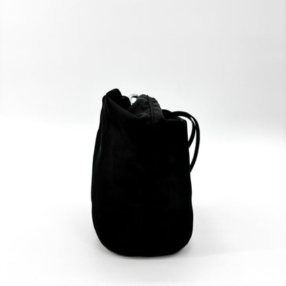Prada Vela Drawstring Bucket Tessuto, Black, Nylon, Clutch