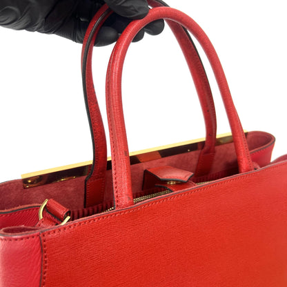 Fendi 2Jours Leather, Red, Leather, Handbag