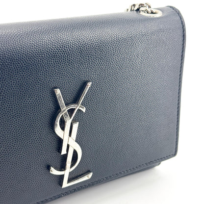 Saint Laurent Classic Monogram Grainy Leather, Black, Leather, Crossbody Bag