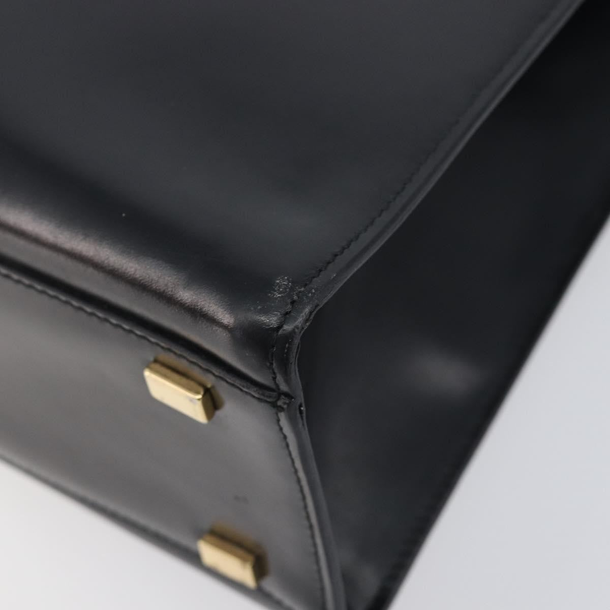 Celine Top Handle Leather, Black, Leather, Handbag