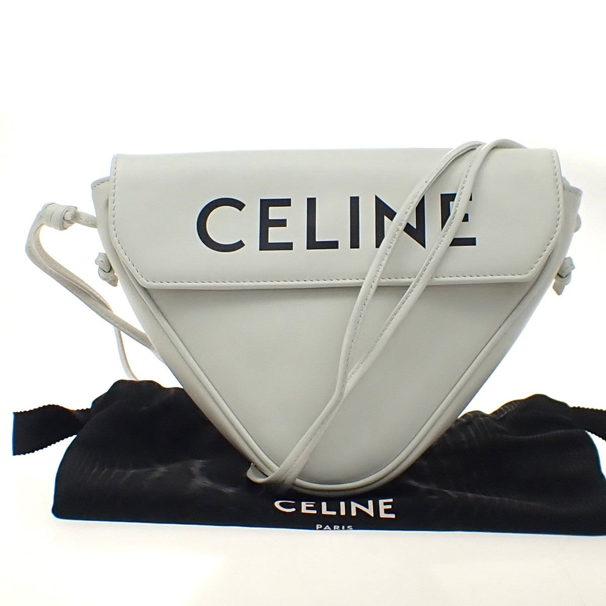 Celine Triangle Leather, White, Leather, Handbag
