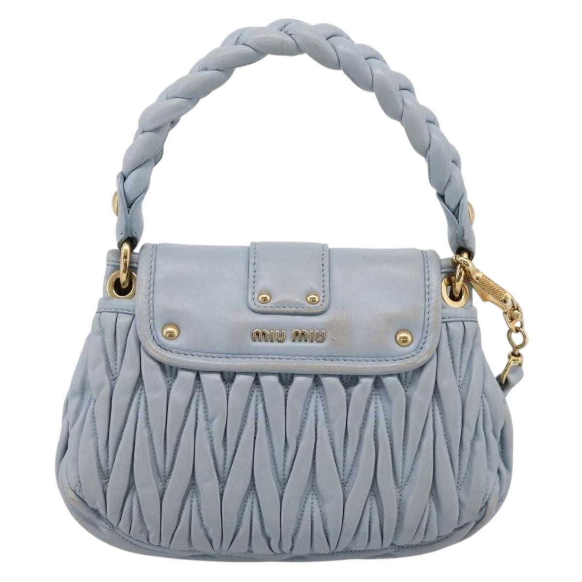 Miu Miu Coffer Hobo Matelasse Leather, Blue, Leather, Handbag