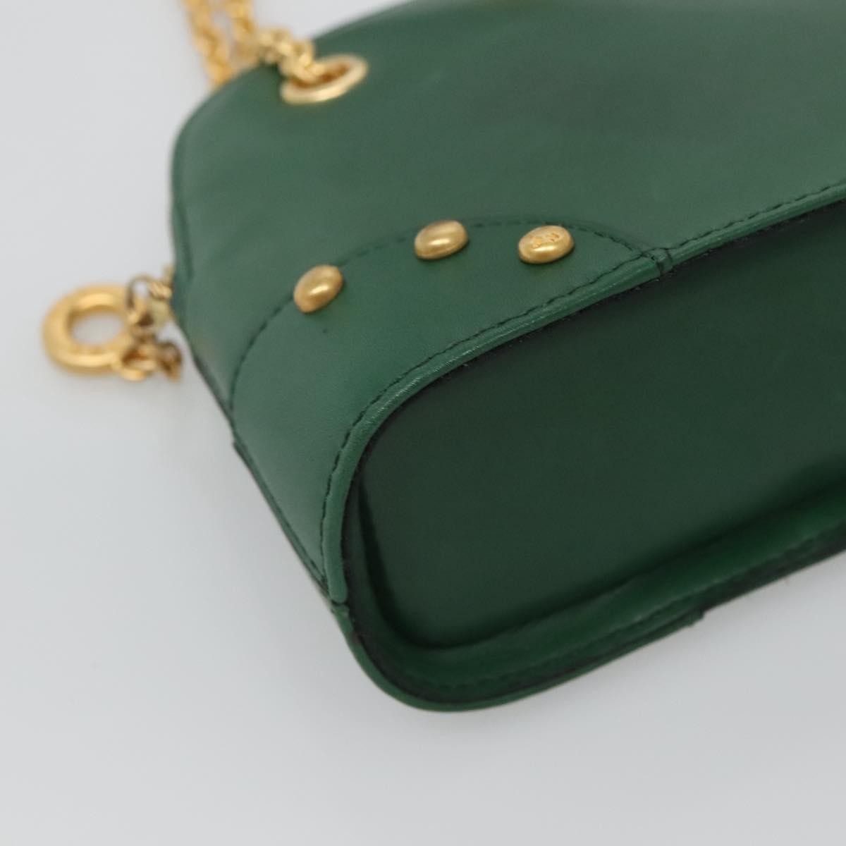 Celine Chain Vertical Quilted Lambskin, Green, Leather, Shoulder Bag