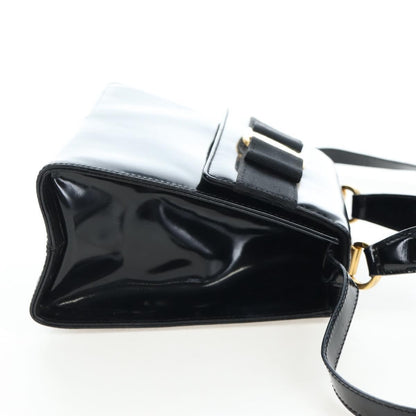 Salvatore Ferragamo Vala Patent Leather, Black, Patent Leather, Shoulder Bag