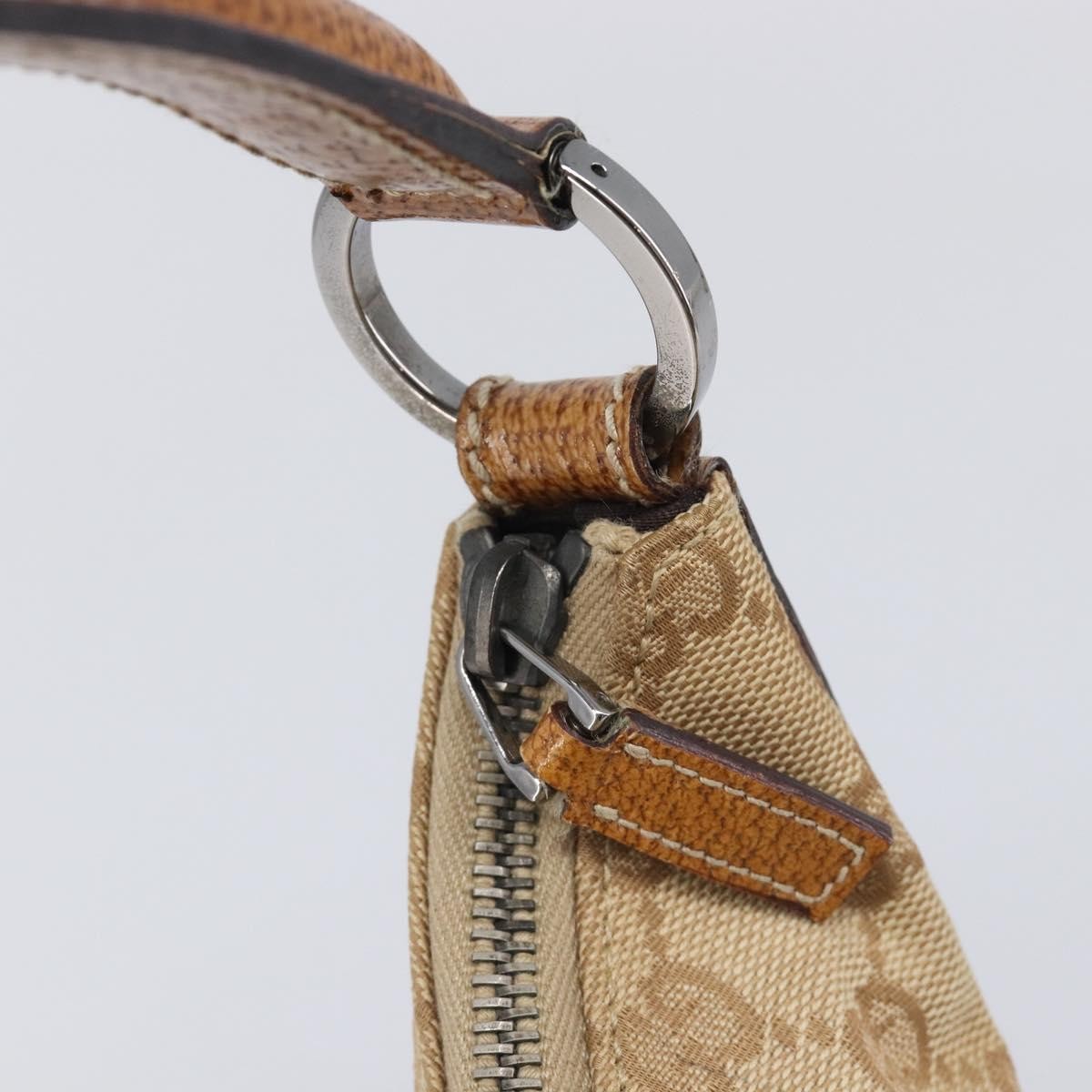 Gucci Vintage Zip Hobo GG Canvas with Leather, Beige, Canvas, Shoulder Bag