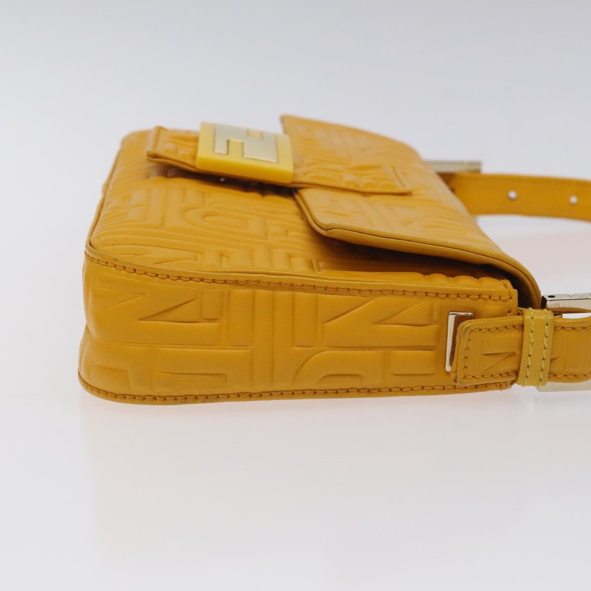 Fendi Baguette NM Bag Zucca Embossed Leather, YELLOW, LEATHER, Shoulder bag