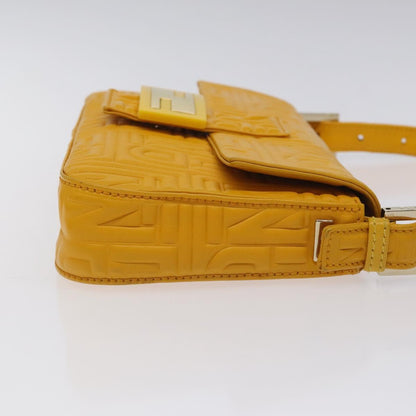 Fendi Baguette NM Bag Zucca Embossed Leather, YELLOW, LEATHER, Shoulder bag
