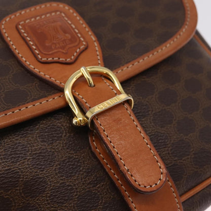 Celine Macadam Shoulder PVC Leather, Brown, Canvas, Crossbody Bag