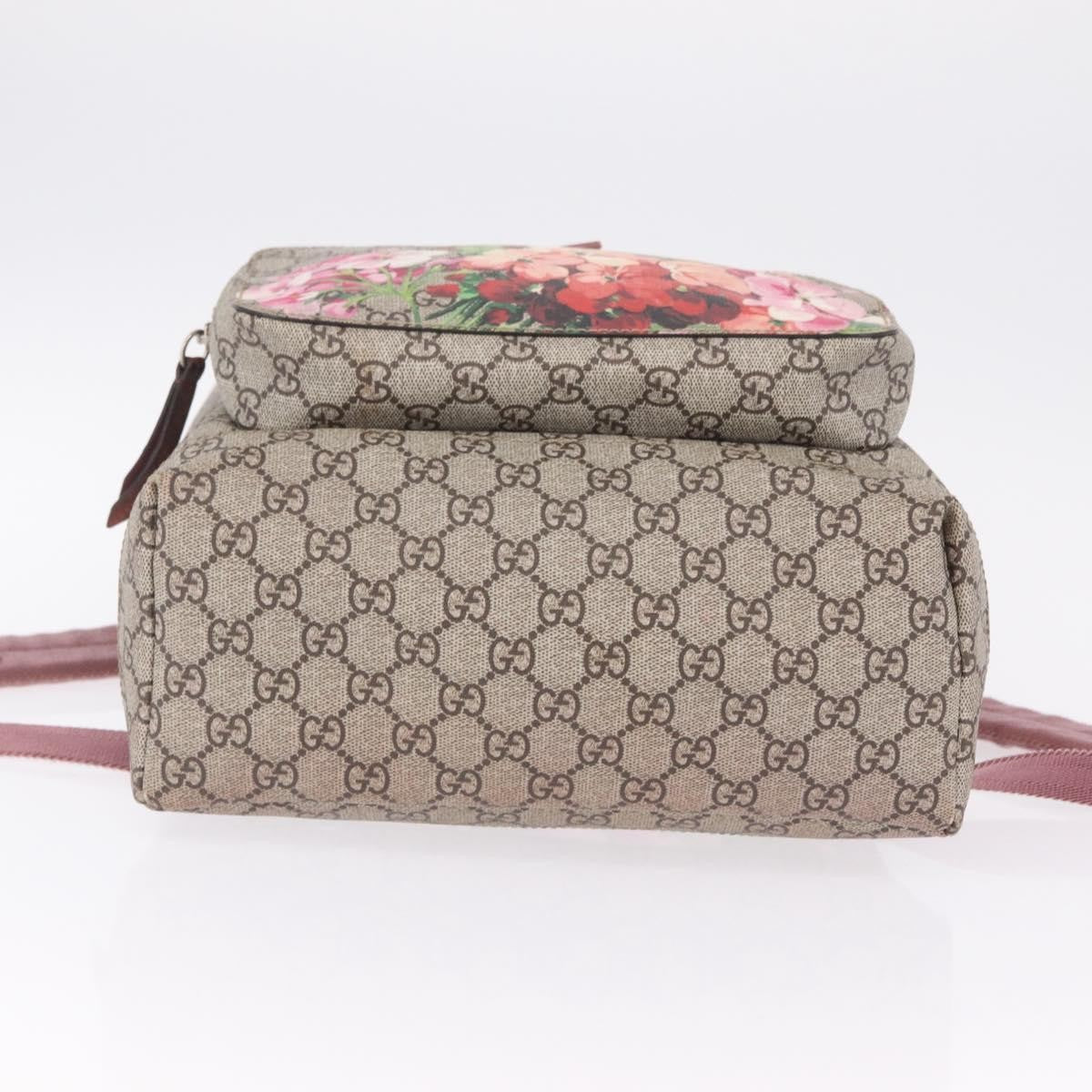 Gucci Buckle Blooms Print GG Coated Canvas, Beige, Canvas, Backpack