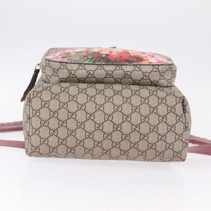 Gucci Buckle Blooms Print GG Coated Canvas, Beige, Canvas, Backpack