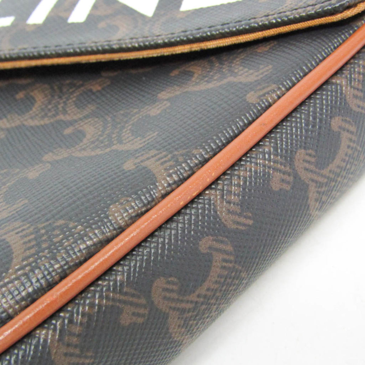 Celine Triangle Triomphe Coated Canvas, Brown, Canvas, Crossbody Bag