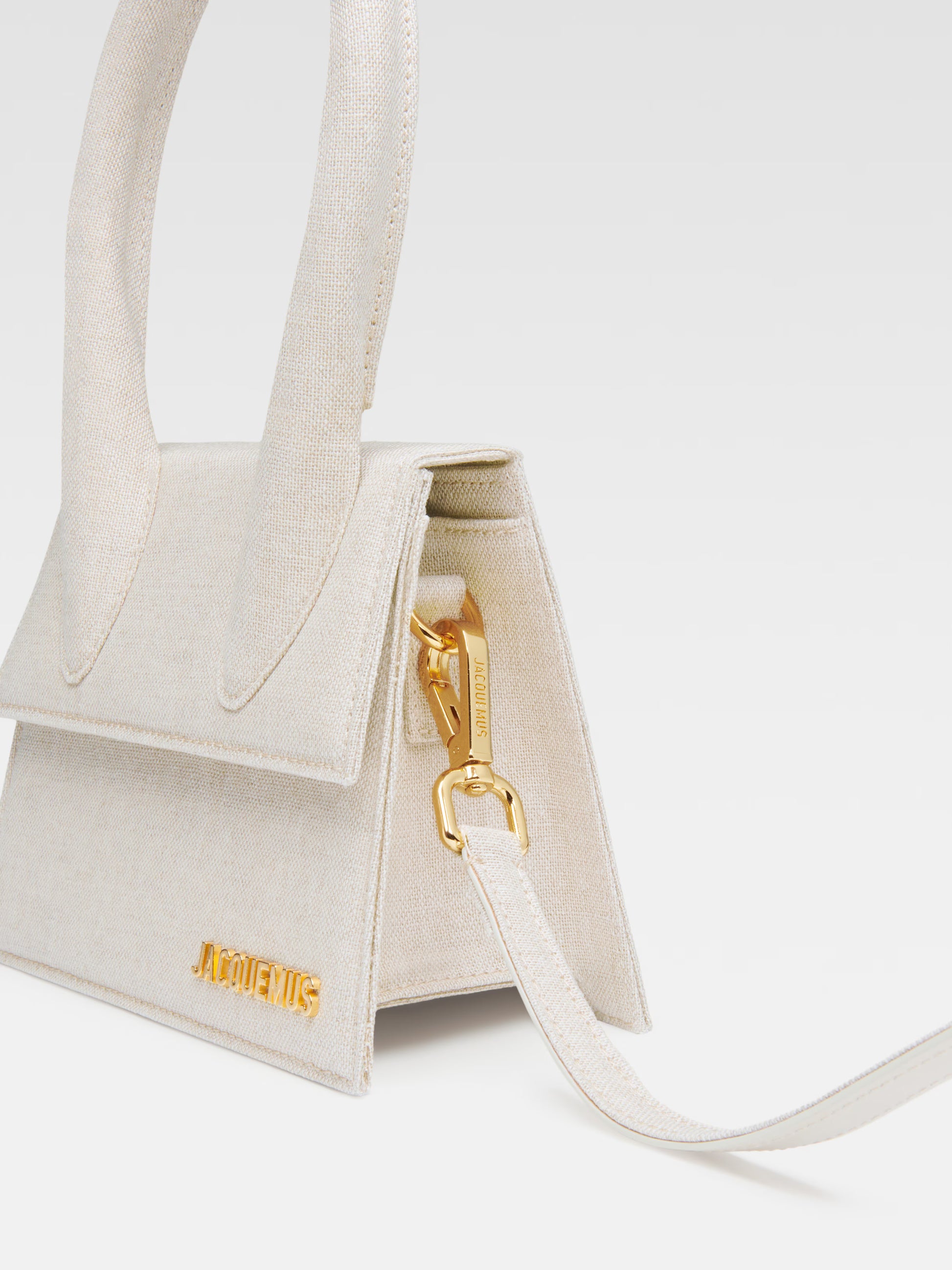 Jacquemus Chiquito mini beige clair linen, BEIGE, LEATHER, Crossbody bag