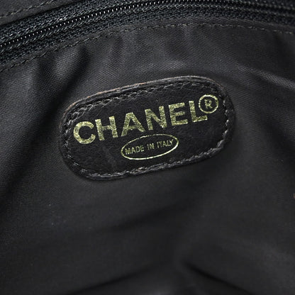 Chanel Vintage Logo Chain Caviar, Black, Leather, Tote Bag