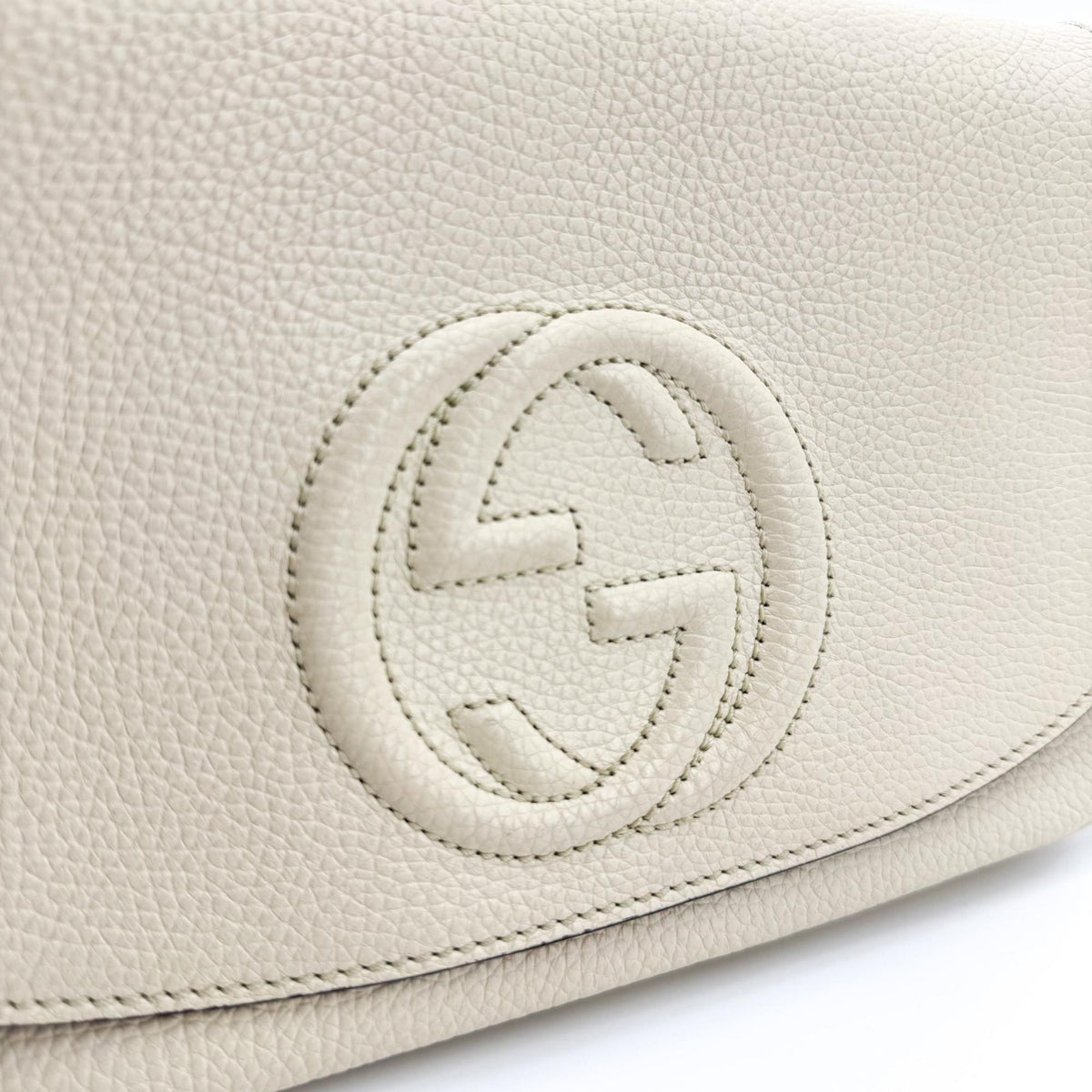 Gucci Soho Chain Leather, Beige, Leather, Crossbody Bag