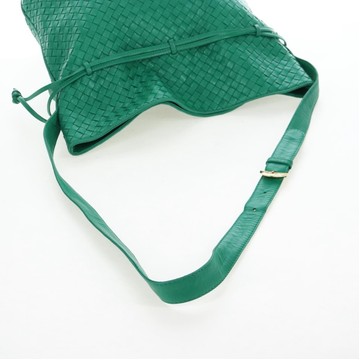Bottega Veneta Intrecciato Shoulder Leather, Green, Leather, Shoulder Bag