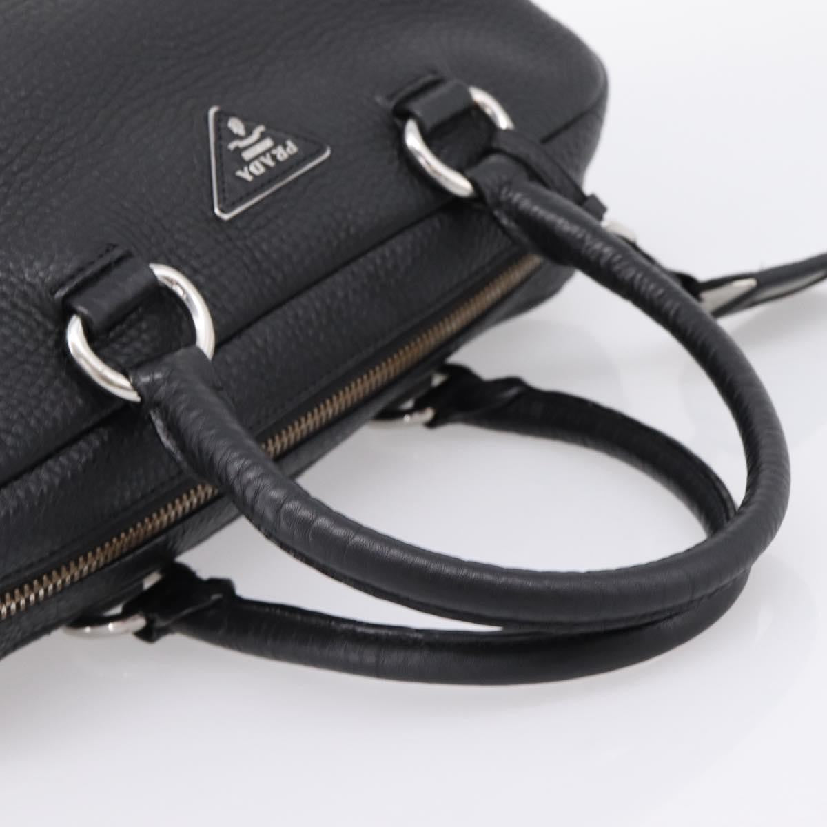 Prada Convertible Zip Satchel Vitello Daino, Black, Leather, Handbag