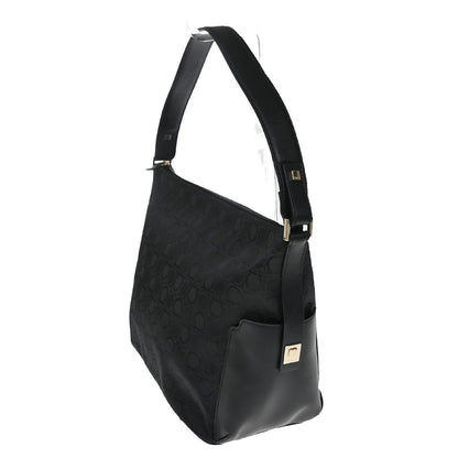 Salvatore Ferragamo Gancini Zip Leather, Black, Canvas, Tote Bag