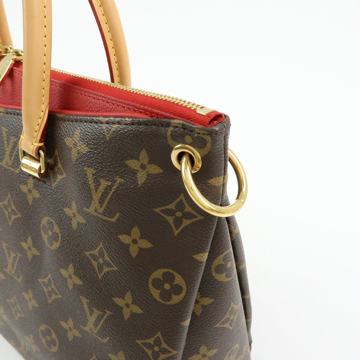 Louis Vuitton Pallas Monogram Canvas with Leather, Brown, Canvas, Tote Bag