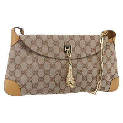 Gucci Tiger Charm Shoulder Bag canvas, BEIGE, CANVAS, Shoulder bag