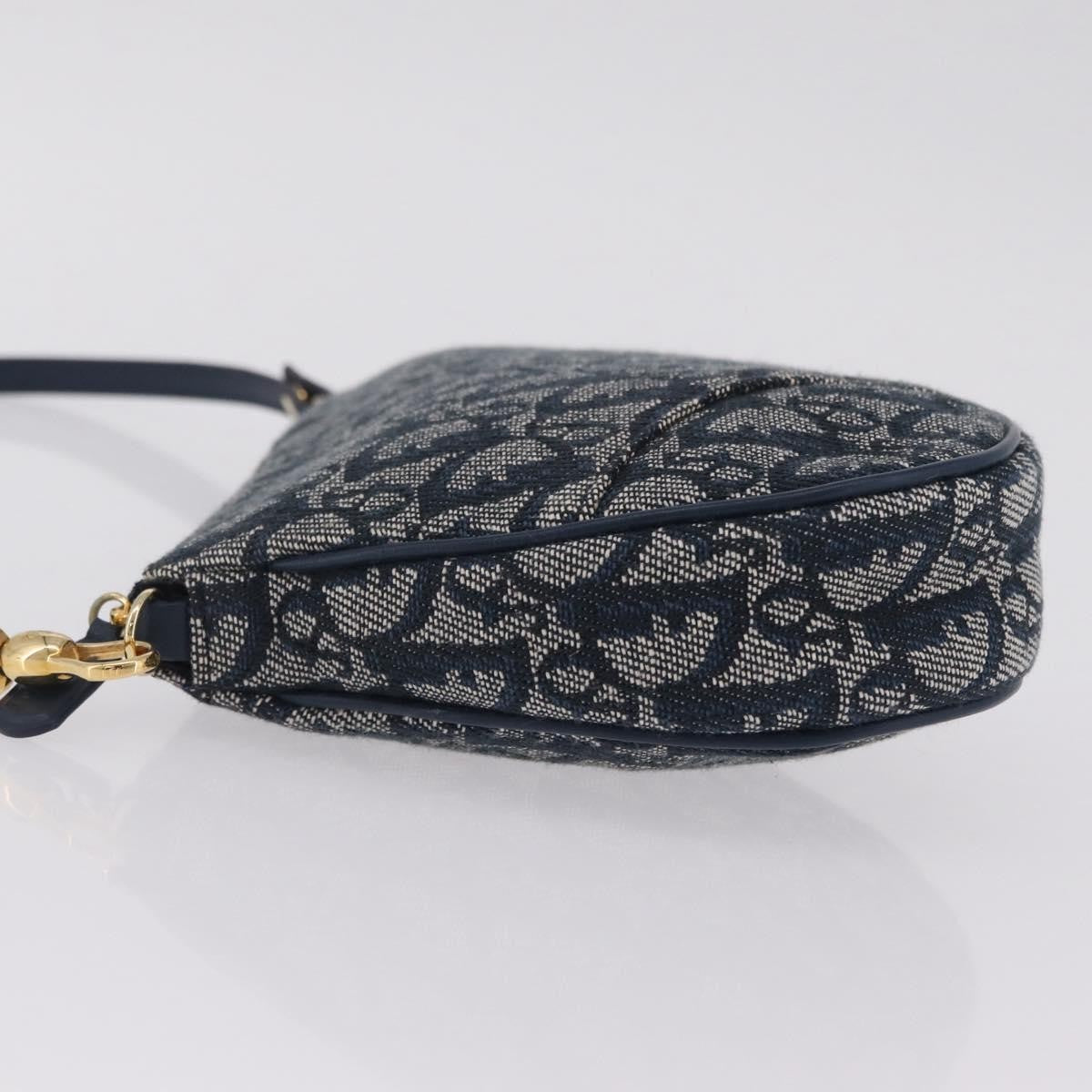 Christian Dior Vintage Saddle Bag Canvas, Navy, Canvas, Clutch