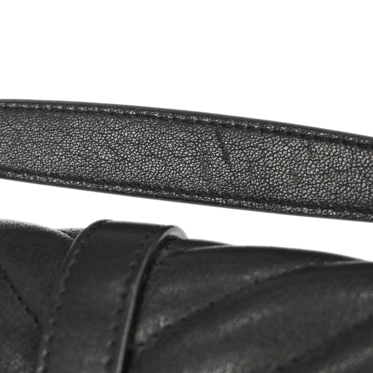 Saint Laurent Classic Monogram College Matelasse Chevron Leather, Black, Leather, Handbag