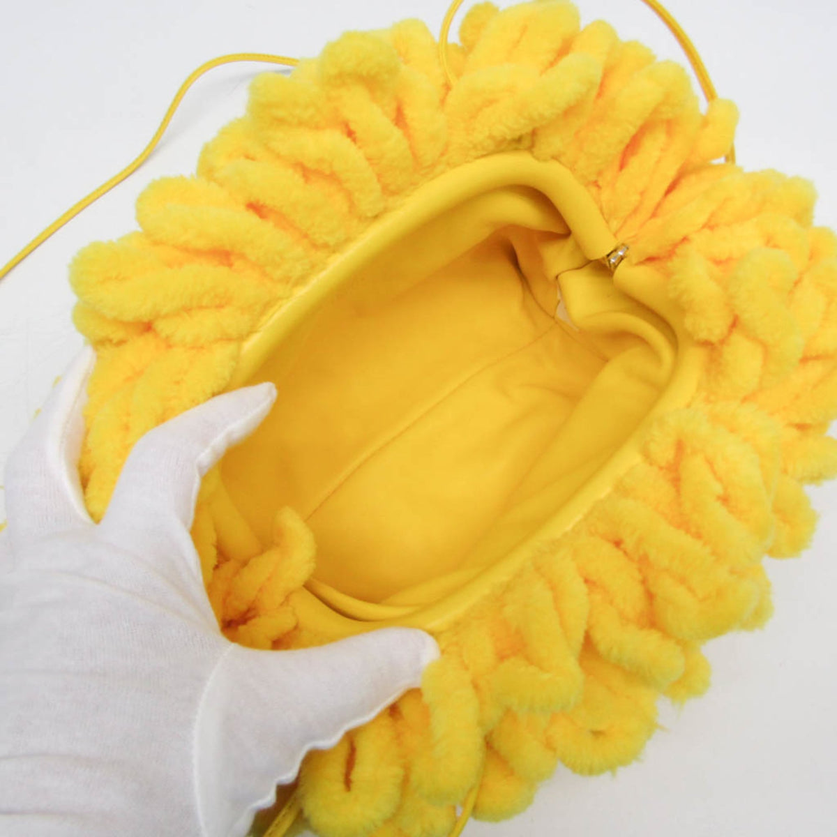 Bottega Veneta The Wave Twisted Chenille, Yellow, Textile, Clutch