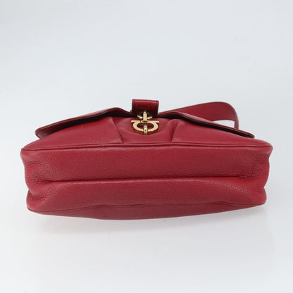 Salvatore Ferragamo Gancini Leather, Red, Leather, Shoulder Bag