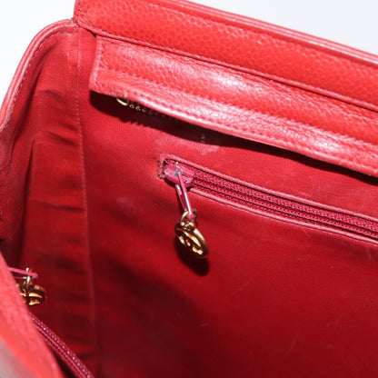 Chanel Vintage Metal CC Caviar, Red, Leather, Shoulder Bag