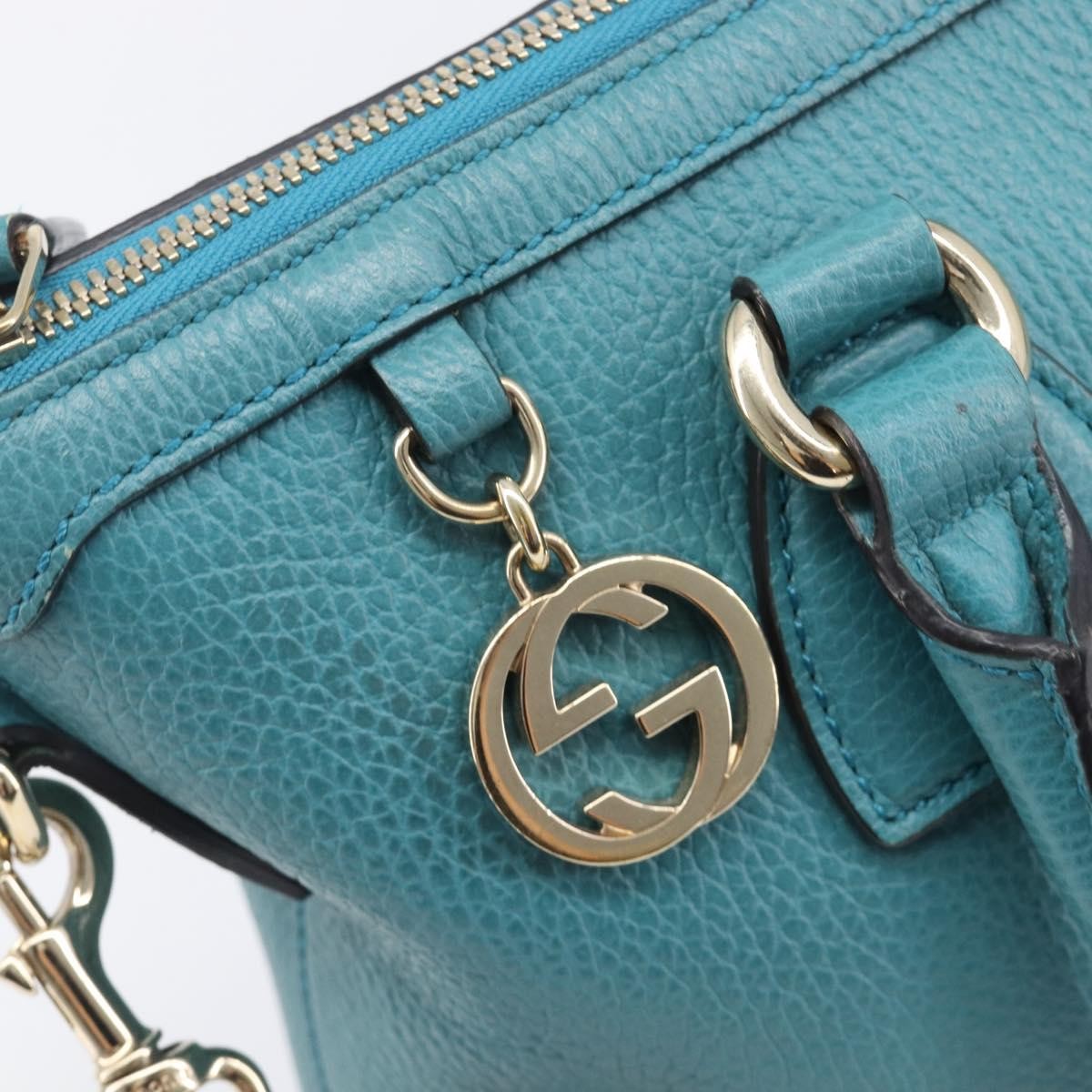 Gucci GG Charm Convertible Dome Satchel Leather, Blue, Leather, Handbag
