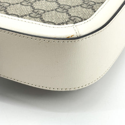 Gucci Horsebit 1955 GG Coated Canvas with Leather, White, Canvas, Shoulder Bag