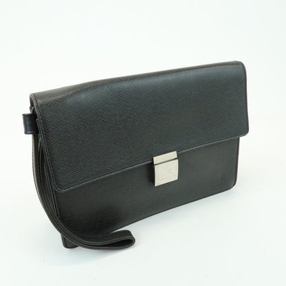 Louis Vuitton Selenga Pochette Taiga Leather, Gray, Leather, Clutch