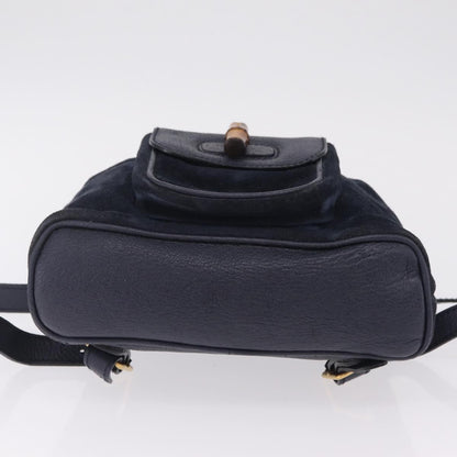 Gucci Vintage Bamboo Suede, Navy, Suede, Backpack