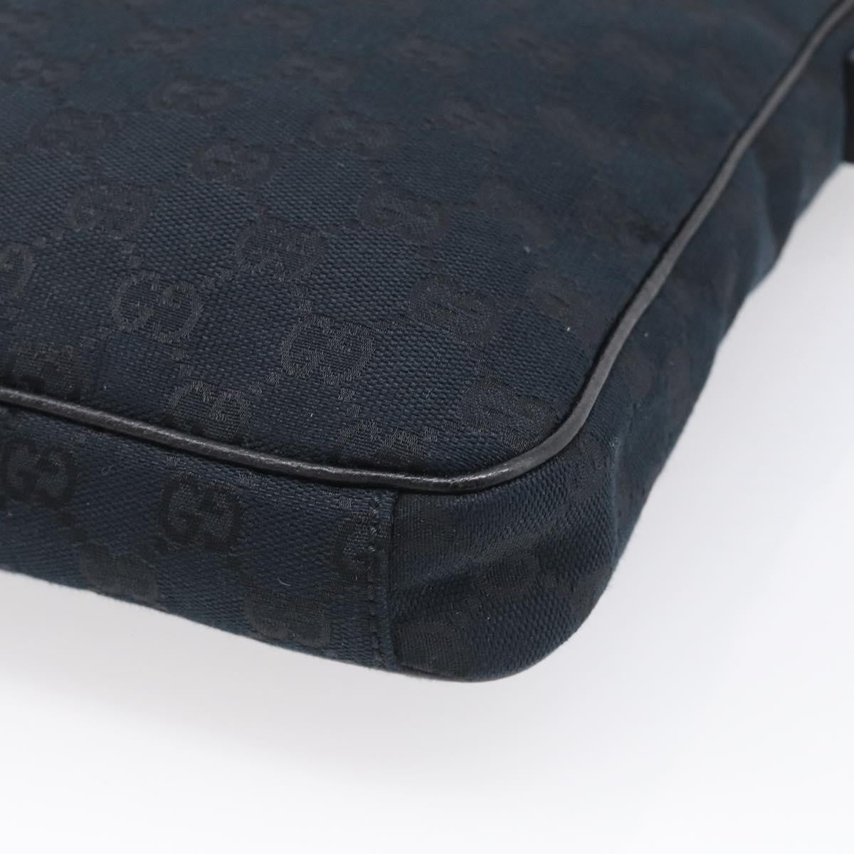 Gucci Front Zip Messenger Canvas and Leather, Black, Canvas, Crossbody Bag