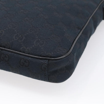 Gucci Front Zip Messenger Canvas and Leather, Black, Canvas, Crossbody Bag